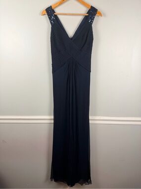 Tadashi Collection Blue Silk Sequin Maxi dress size 4